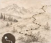 Hand-drawn mountain trail map for Wildbrush Collective's AI Fluency Lab